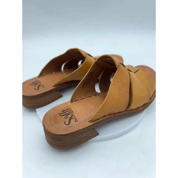 SOFFT Leather Fisherman Sandal Shoe Slide Granola Almeda Tan Woven Mule Flat 9 - Picture 5 of 8